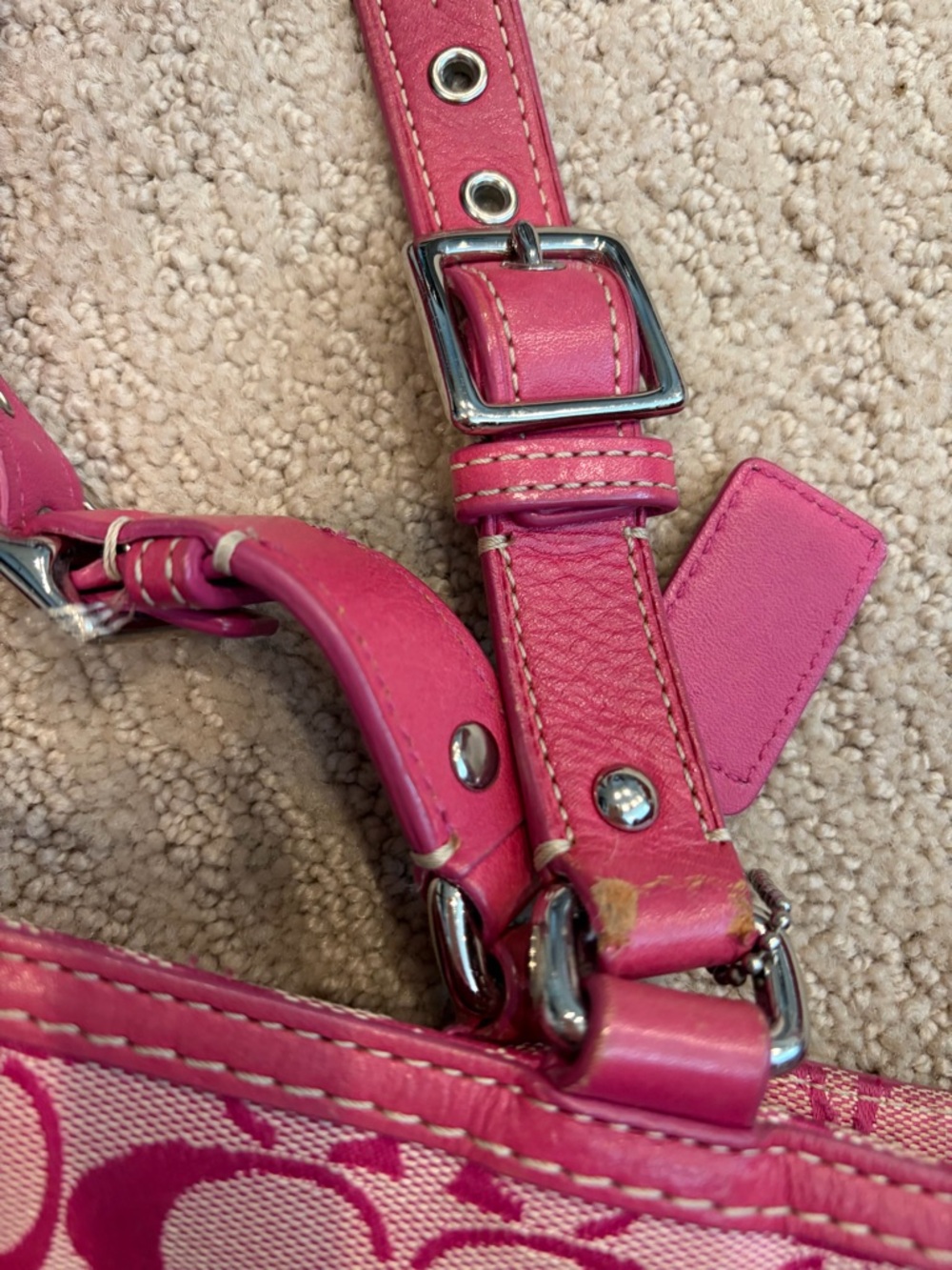 Coach Pink Hamptons Signature Canvas Gallery Tote Bag - Picture 4 of 6